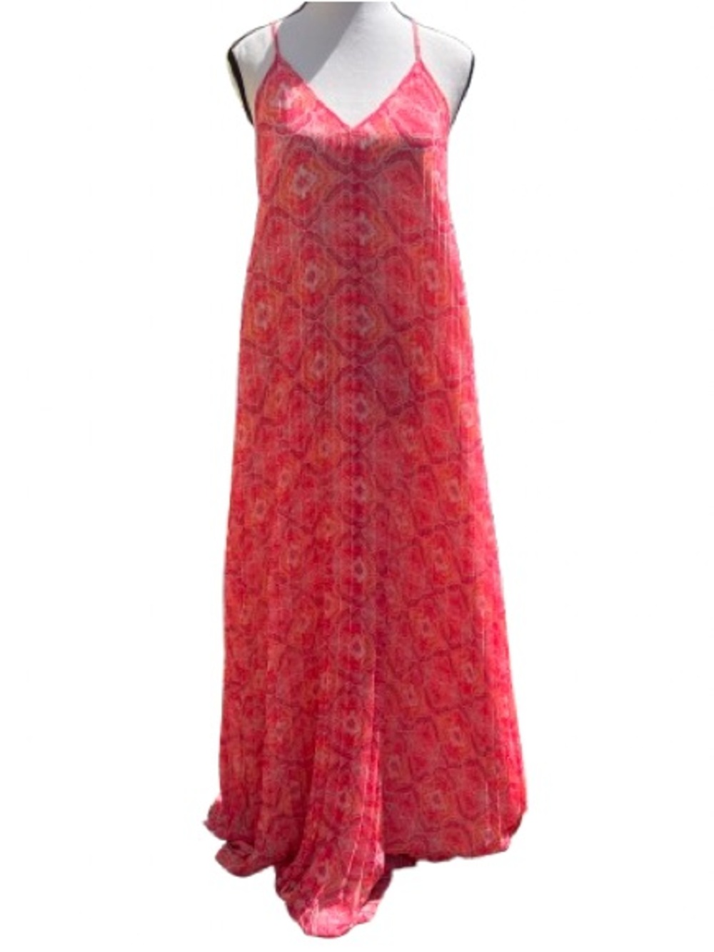 Victoria's Secret Coral Pink Floral Paisley Pleated Maxi Slip Dress SzS Boho Y2K